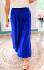 Smocked Waist Side Slit Maxi Skirt w/ Pockets