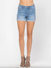 Judy Blue Mid-Rise Light Wash Cuffed Denim Shorts