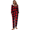 Comfy Zippered Hooded Plaid Flannel Fleece Jumpsuit