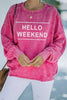 Rose Hello Weekend Graphic Mineral Wash Sweatshirt