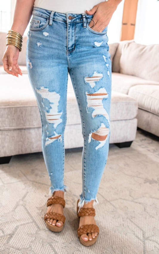 Judy Blue Shark Hem High Rise Skinny Jean