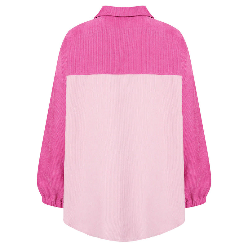 Two-Tone Long Sleeve Button Up Shacket