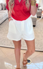 White Dress Up Button Point Pocket Shorts