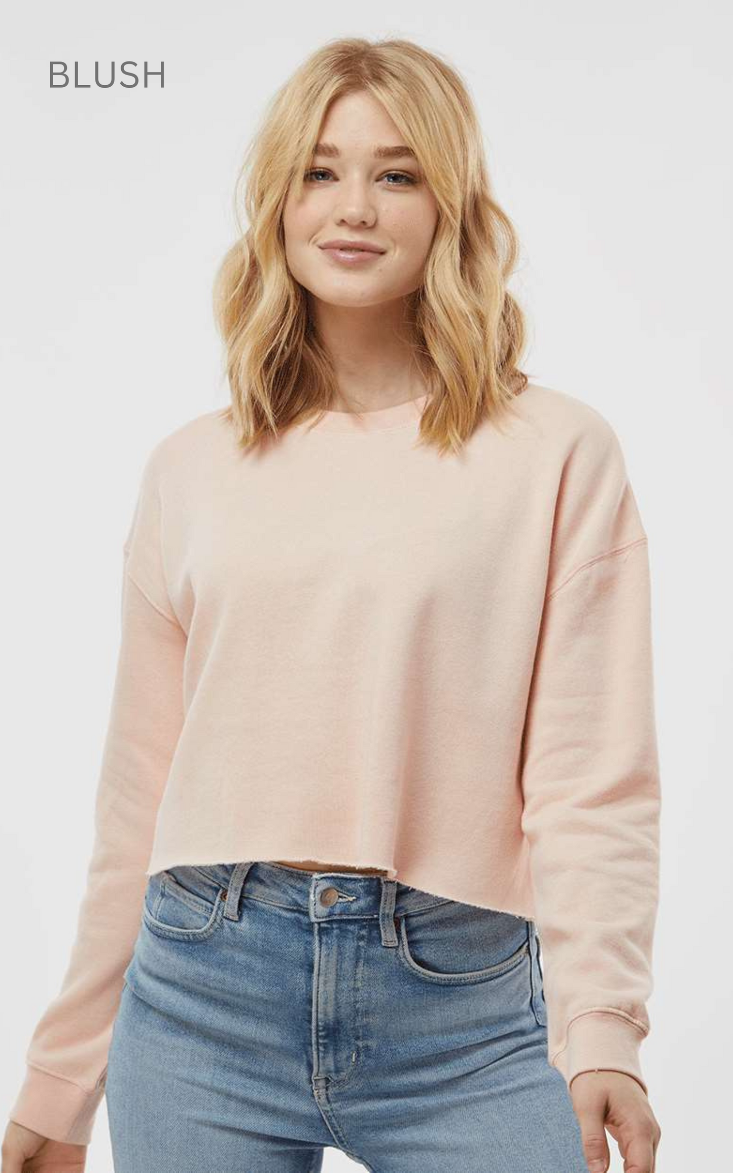 Blush Women’s Lightweight Crop Crew Sweatshirt