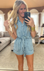 MINERAL WASHED TIE WAIST ROMPER