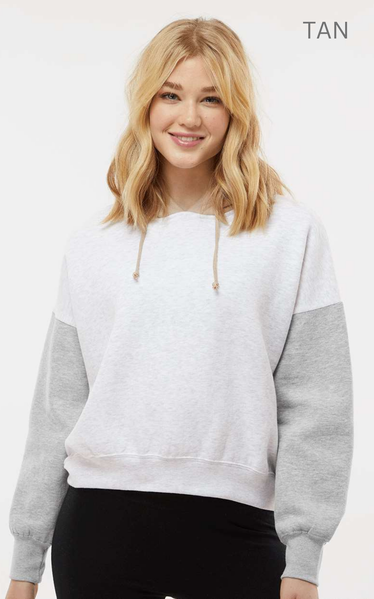 Women's Sueded Fleece Colorblocked Crop Hooded Sweatshirt