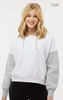 Women's Sueded Fleece Colorblocked Crop Hooded Sweatshirt