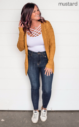 mustard cable knit cardigan 