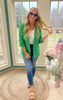 KELLY GREEN FOLDED SLEEVES BLAZER JACKET