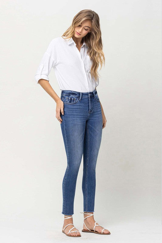 MEDIUM WASH MID RISE CROP SKINNY | VERVET - Final Sale