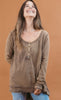 White Birch Long Sleeve Solid Knit Buttoned Henley Top