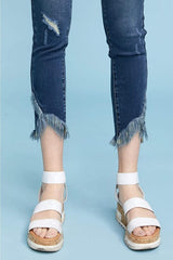 Judy Blue Full Size Tulip Front Hem Frayed Trim Skinny Jeans
