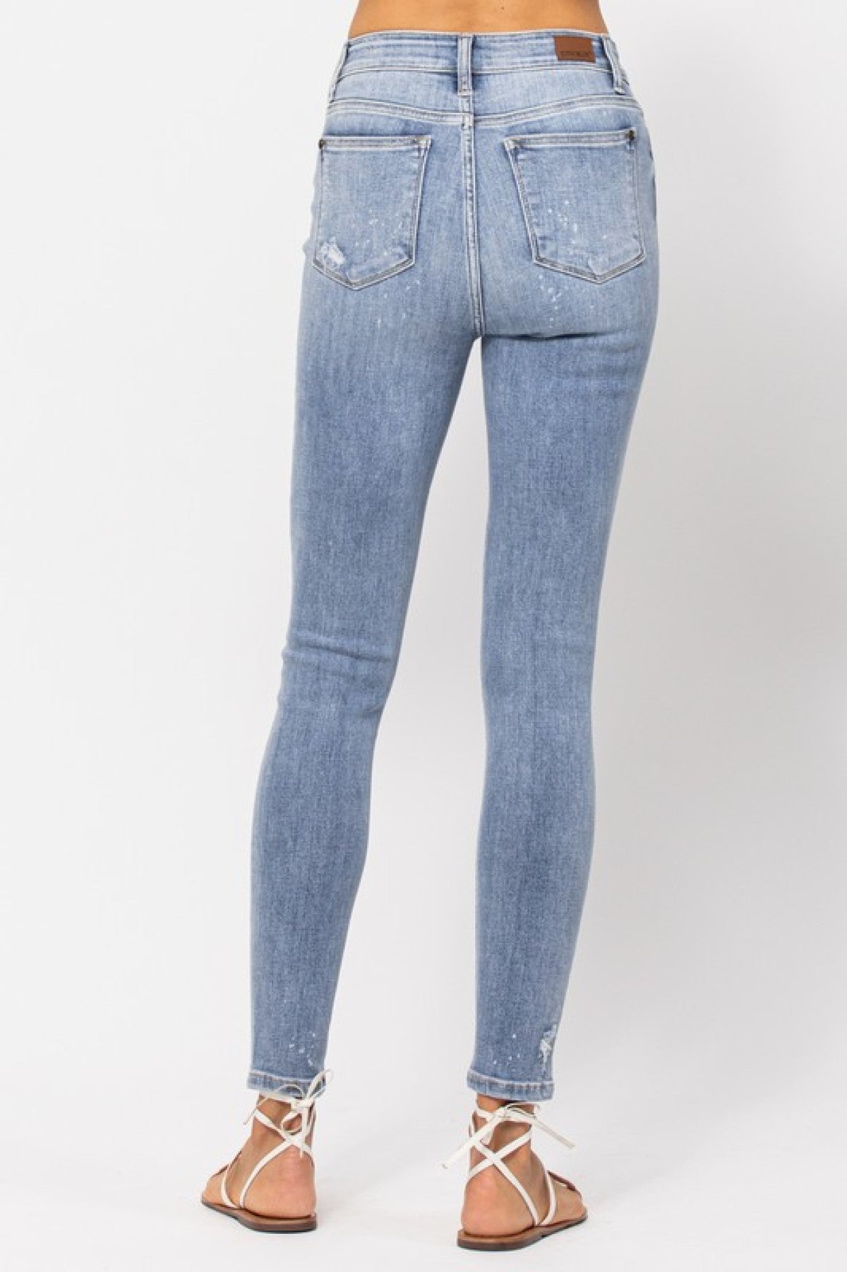 Judy Blue High Rise Bleach Splash Destroyed Skinny Jeans