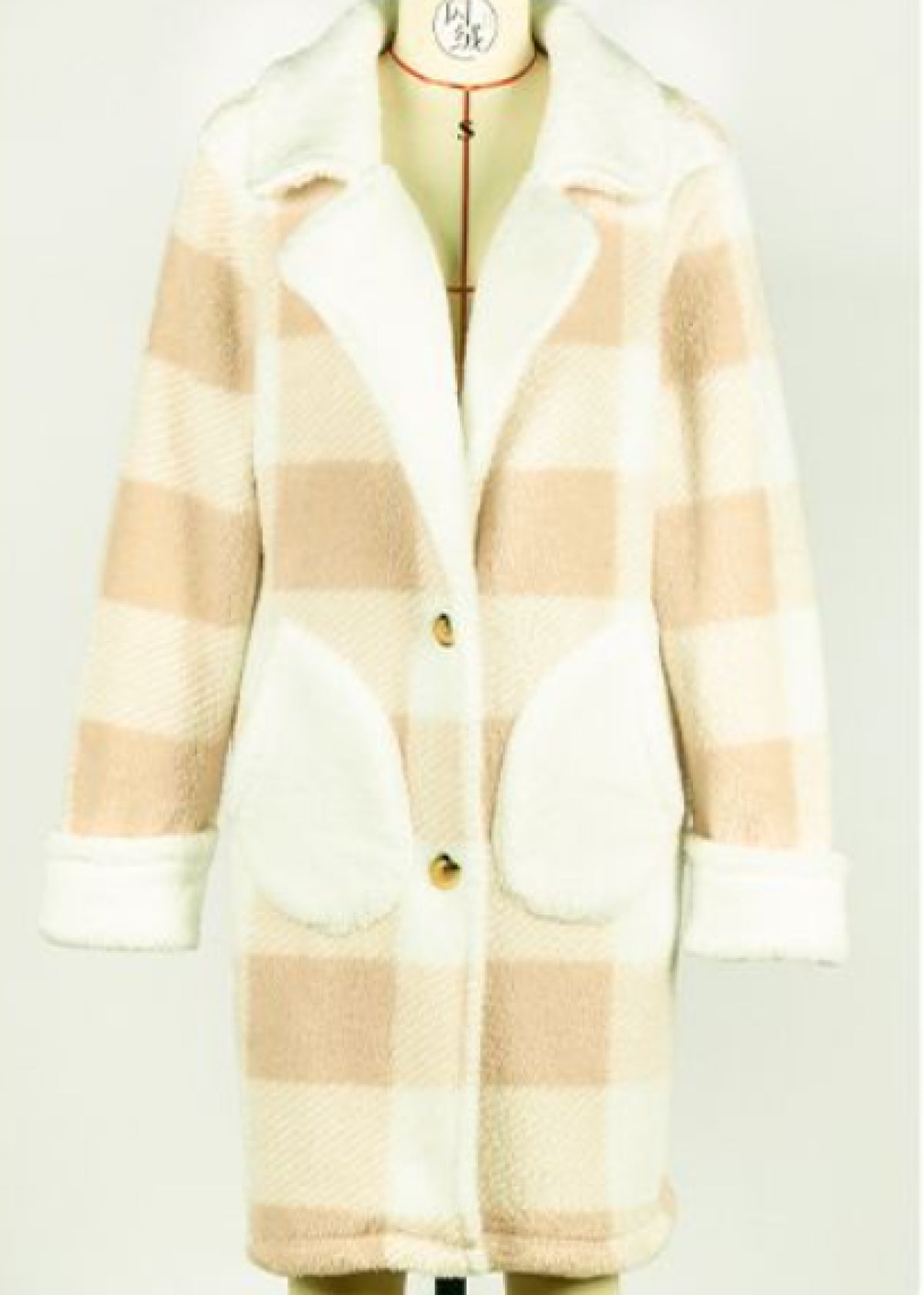 Lapel Plaid Patchwork Fleece Overcoat