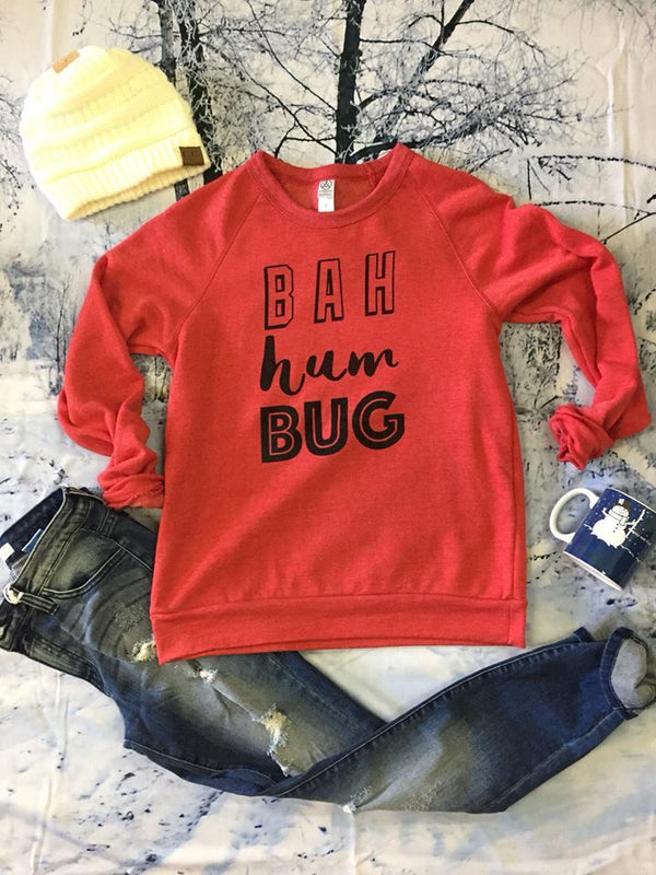 Bah Humbug Sweatshirt - Red - BAD HABIT BOUTIQUE 