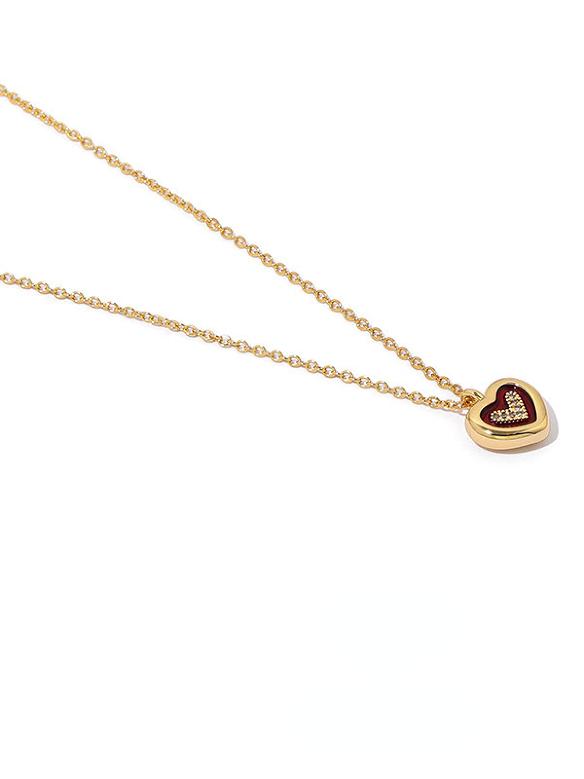 Retro Women Enamel Heart-Shaped Pendant Necklace