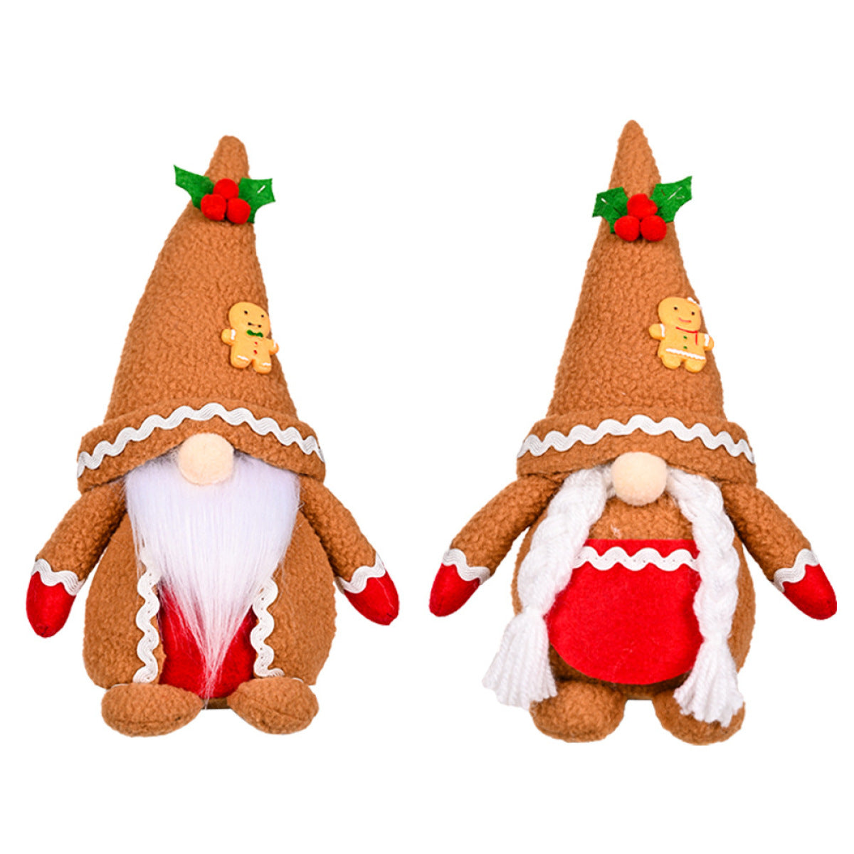 Christmas Khaki Gingerbread Man Knitted Pointed Hat Rudolph Doll Decoration