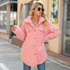 Pink Single-Breasted Lapel Solid Jacket