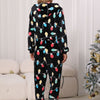 Christmas Bulb Print Flannel Fleece Jumpsuit