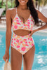 Pink Floral High Waist Cutout One Piece Swimsuit