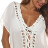 Sheer Deep V Slit Solid Beach Cover-Up