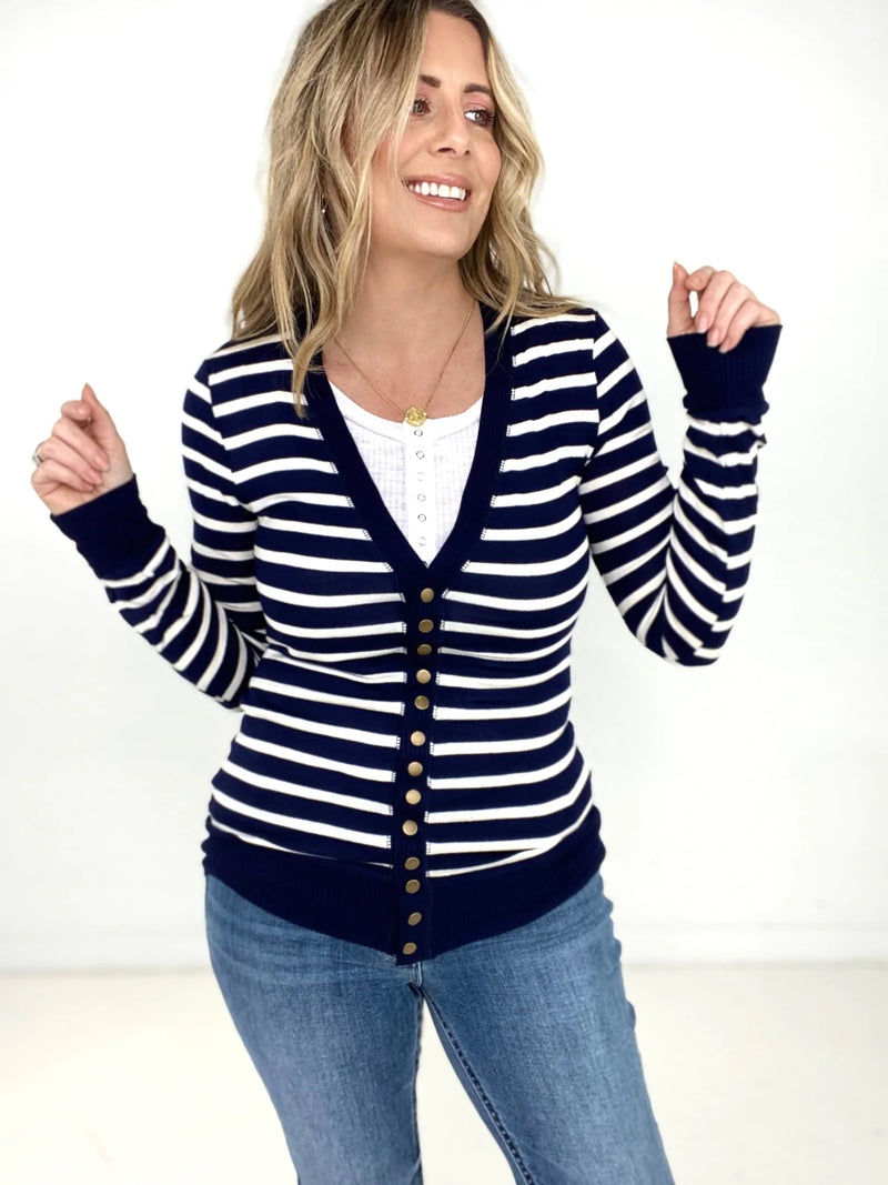 black white stripe cardigan 