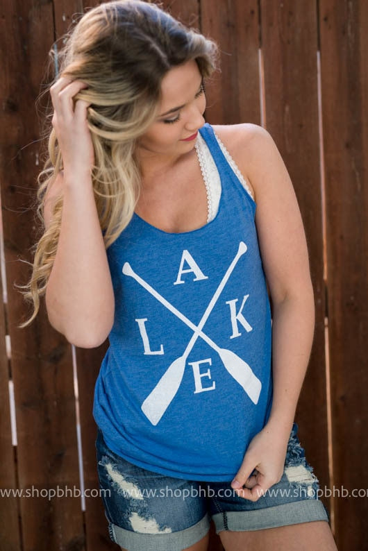 Lake Paddle Tank Top - Blue - BAD HABIT BOUTIQUE 