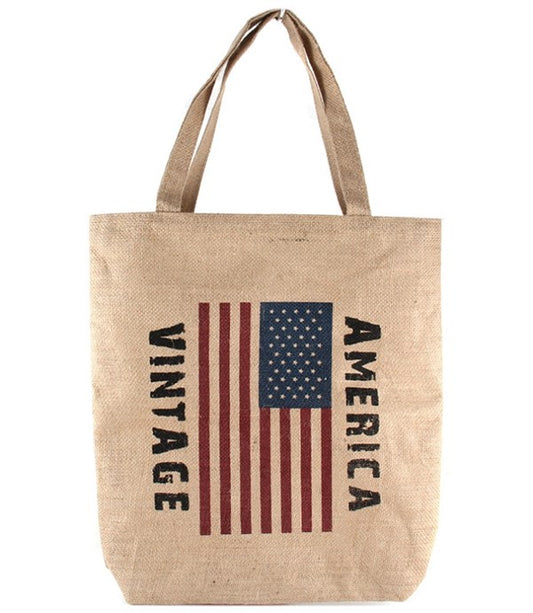 american vintage burlap tote bag 