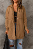 Brown Button Down Padded Jacket With Pockets