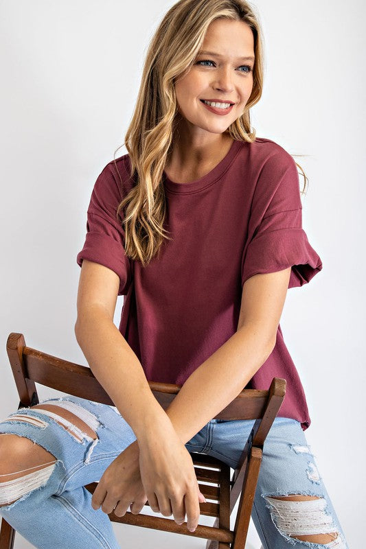 Washed Cotton Short Sleeve Top - Final Sale*