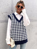 V-Neck Houndstooth Knit Vest