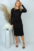 White Birch Round Neck Long Sleeve Solid Knit Slit Dress