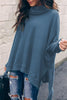 Turtleneck Waffle Knit Poncho Blouse