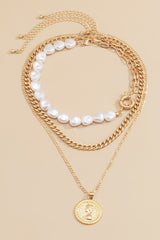 Clavicle Chain Pearl Multi-Layered Pendant Necklace