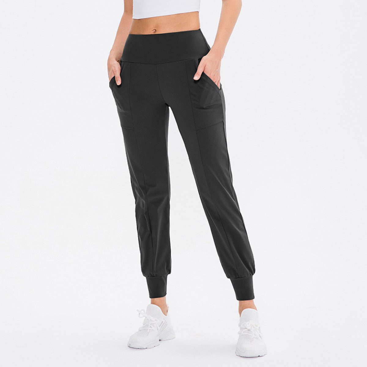 Sold Color High Stretch Leggings With Pocket