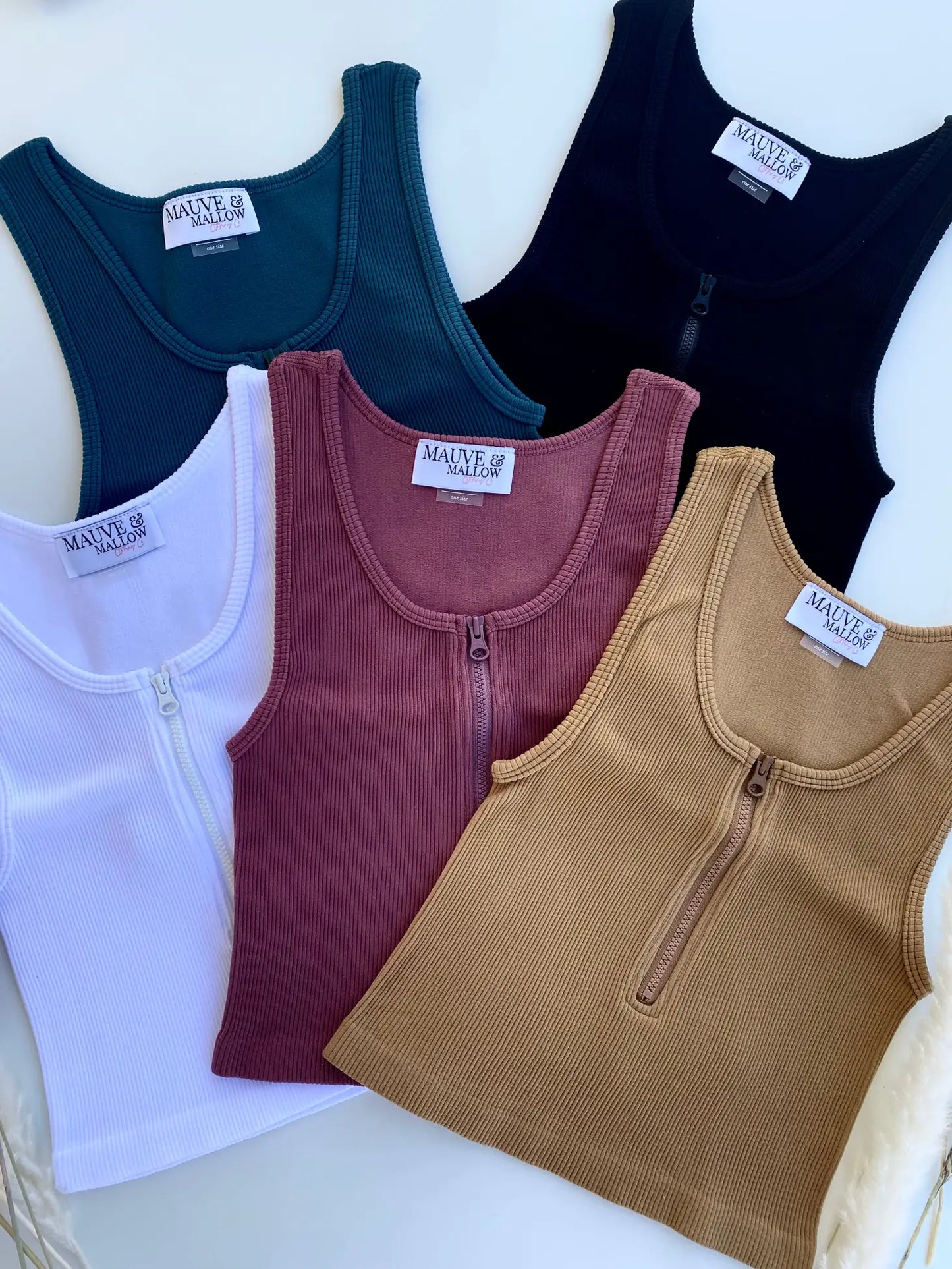 Zip Ribbed Crop Top