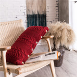 Buttoned Cable Knit Cushion Pillowcase