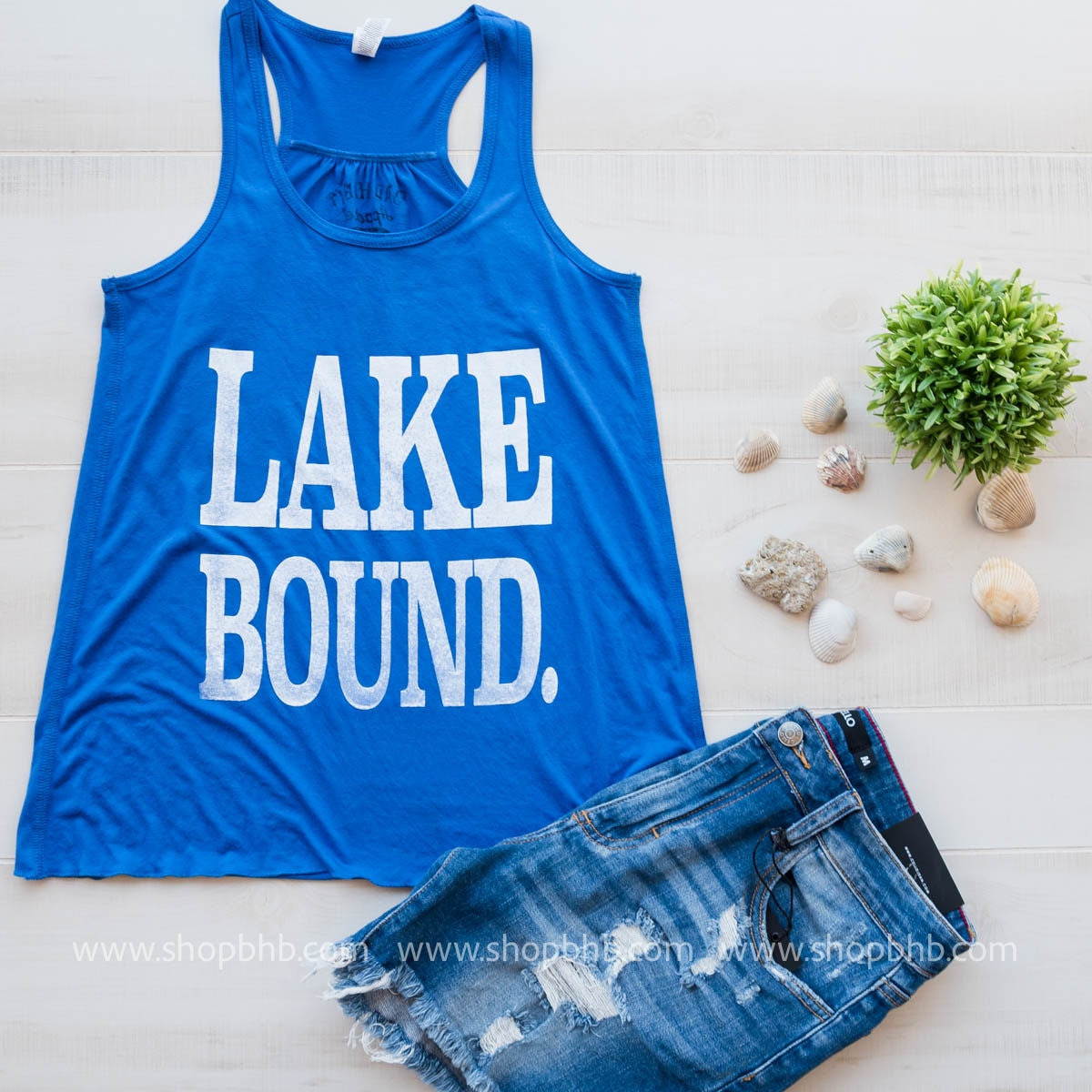 Lake Bound Racerback Tank Top - BLUE - BAD HABIT BOUTIQUE 