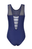 Strappy Hollow-Out Back Mesh One-Piece Swimwear