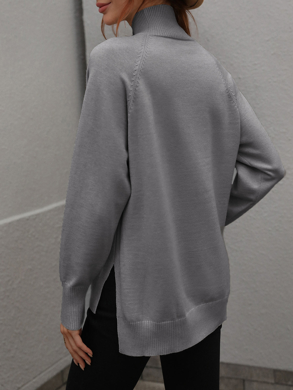 Turtleneck Long Sleeve Solid Color Sweater