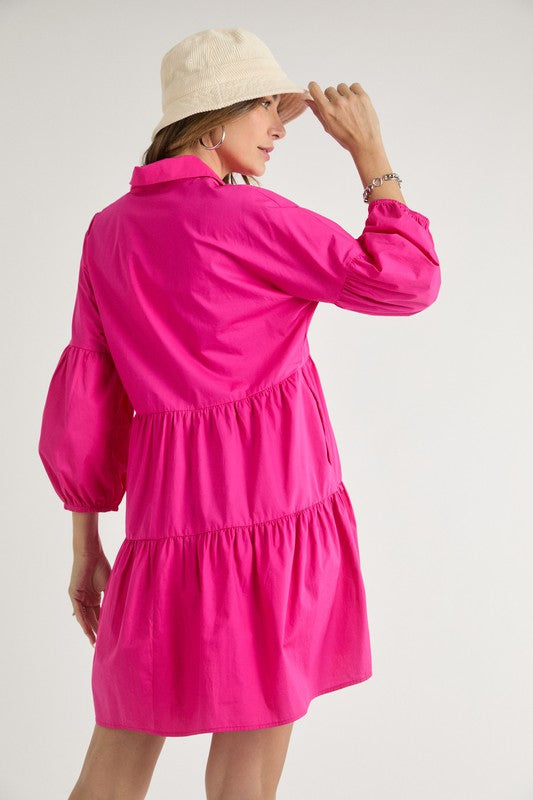 Pretty & Pink Collared Button Down Dress - Final Sale