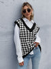 V-Neck Houndstooth Knit Vest