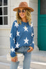 Crew Neck Long Sleeve Stars Graphics Sweater