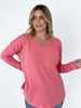 Easel "Feels Like Sunday" Solid Cotton Jersey Loose Fit Top