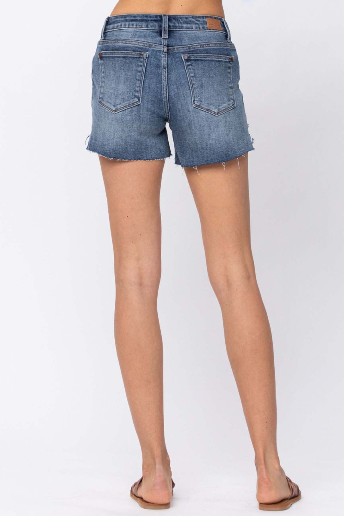 Judy Blue Full Size Mid-Rise Half Cuffed Denim Shorts