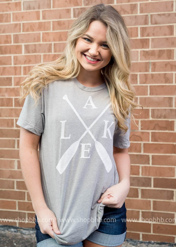 Lake Paddle Tee - Grey - BAD HABIT BOUTIQUE 