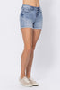 Judy Blue Full Size Mid-Rise Destroy Pocket Cutoff Denim Shorts