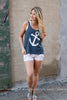 Anchor Tank Top - navy - BAD HABIT BOUTIQUE 