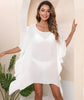 White Ruffle-Edge Sheer Solid Beach Cover-Up