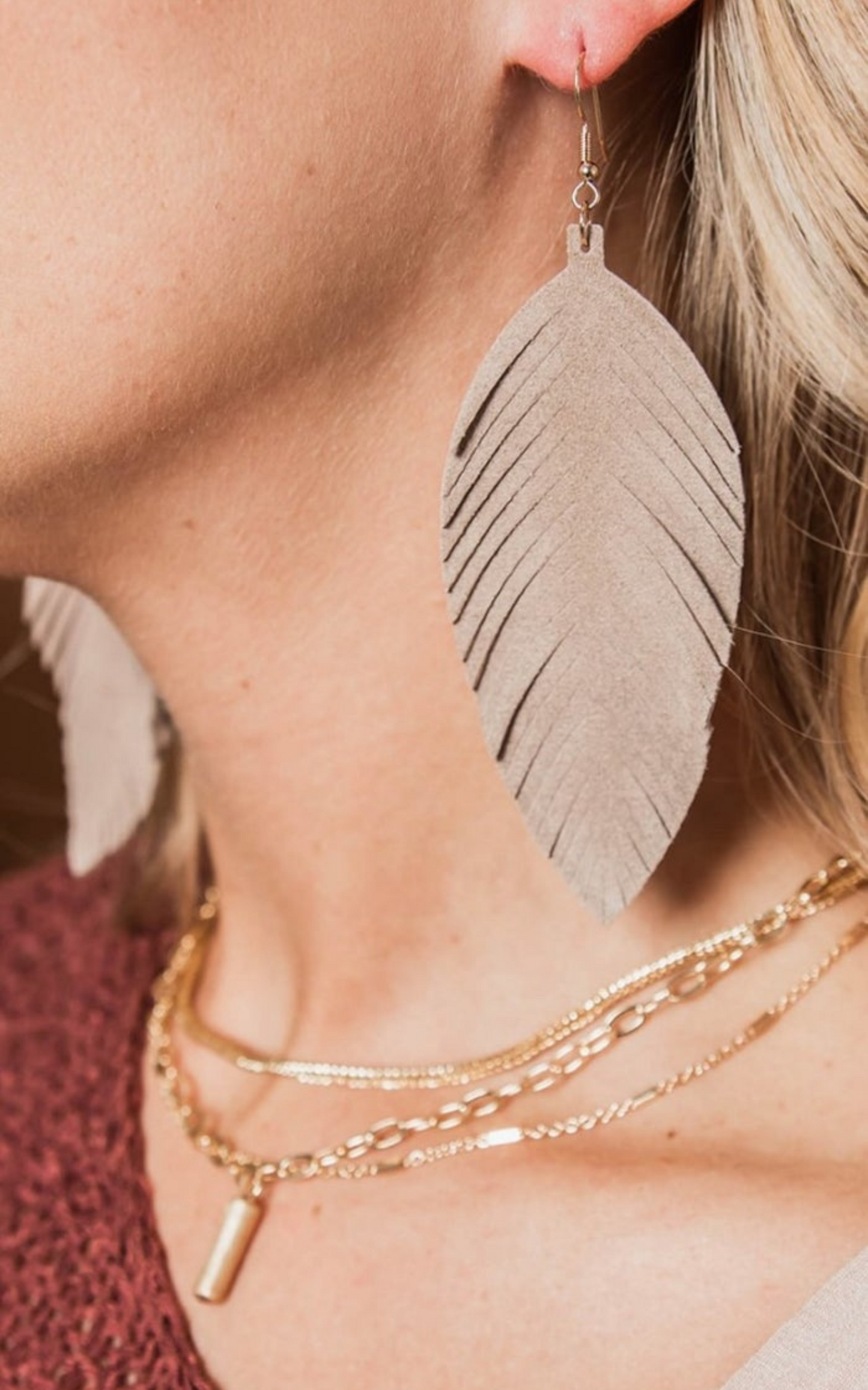 Leather Leaf Earrings - Final Sale